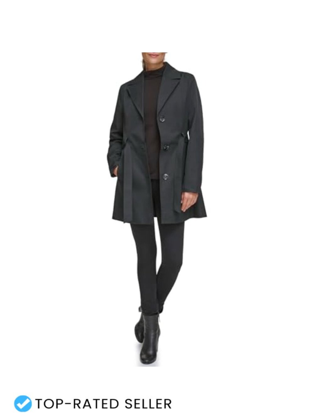 Belted Trench Coat Waist Tie Notch Collar Long Sleeve Polyester